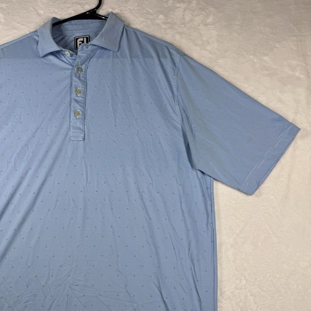 Footjoy Polo Performance Golf Polo Mens Size Large‎ Short Sleeve Polka Dot - Picture 2 of 14